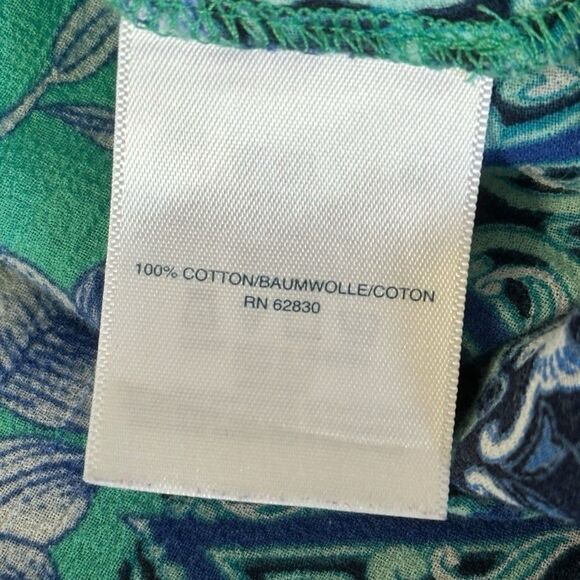 Lands End Women’s Button Cover Up Shirt Dress Roll Tab Sleeve Teal Floral M - Picture 4 of 9